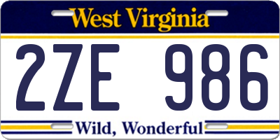 WV license plate 2ZE986