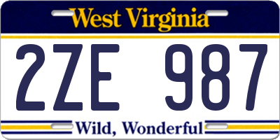 WV license plate 2ZE987