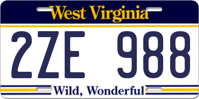 WV license plate 2ZE988
