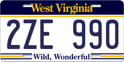 WV license plate 2ZE990
