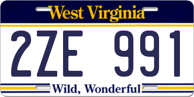 WV license plate 2ZE991