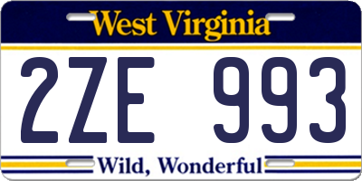WV license plate 2ZE993