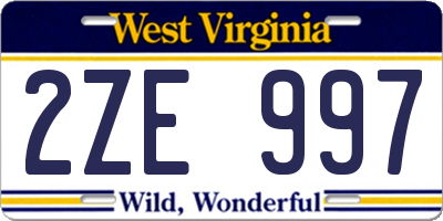 WV license plate 2ZE997
