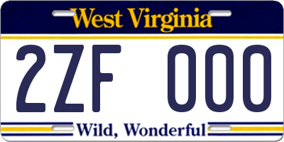 WV license plate 2ZF000