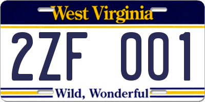 WV license plate 2ZF001