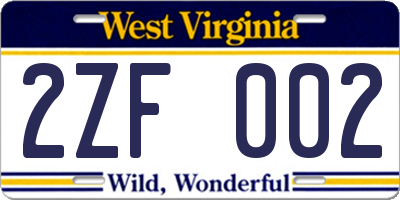 WV license plate 2ZF002