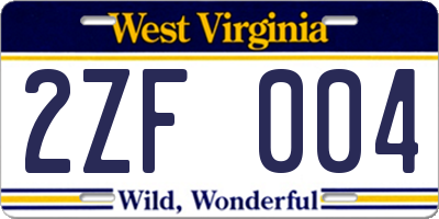 WV license plate 2ZF004
