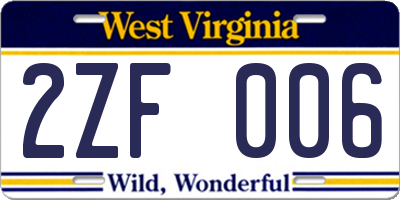 WV license plate 2ZF006