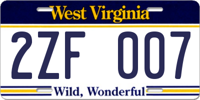 WV license plate 2ZF007
