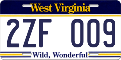 WV license plate 2ZF009