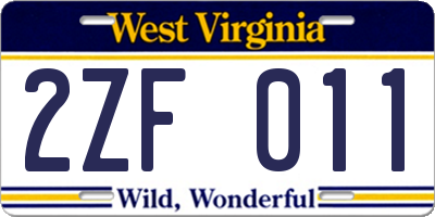 WV license plate 2ZF011