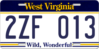 WV license plate 2ZF013