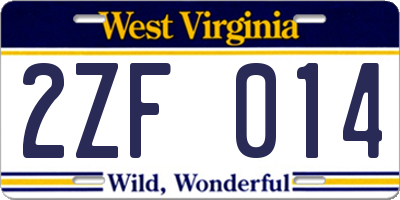 WV license plate 2ZF014