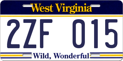 WV license plate 2ZF015