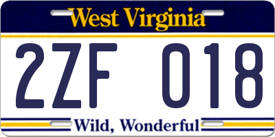 WV license plate 2ZF018