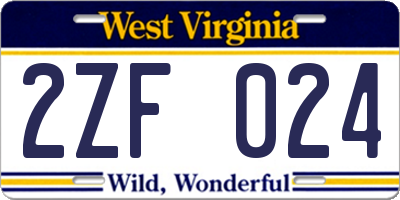 WV license plate 2ZF024