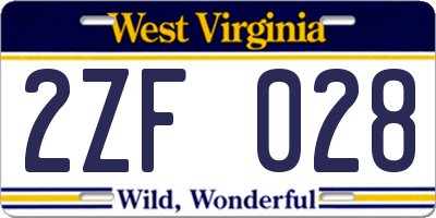 WV license plate 2ZF028