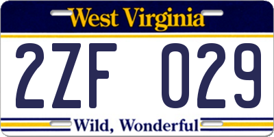 WV license plate 2ZF029