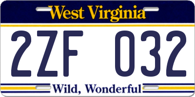 WV license plate 2ZF032