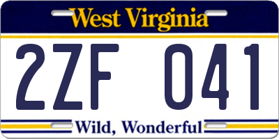 WV license plate 2ZF041