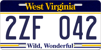 WV license plate 2ZF042