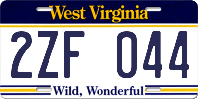 WV license plate 2ZF044