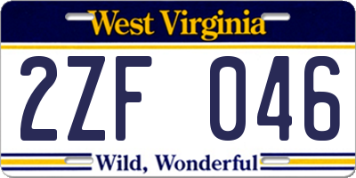 WV license plate 2ZF046