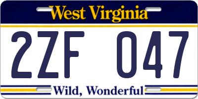 WV license plate 2ZF047