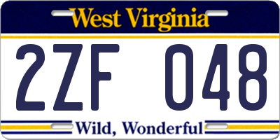 WV license plate 2ZF048
