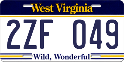WV license plate 2ZF049