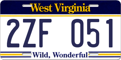 WV license plate 2ZF051