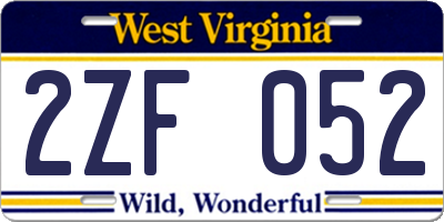 WV license plate 2ZF052