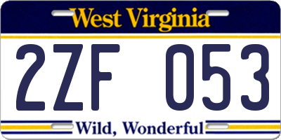 WV license plate 2ZF053
