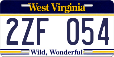 WV license plate 2ZF054