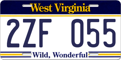 WV license plate 2ZF055