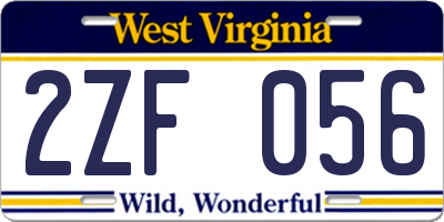 WV license plate 2ZF056