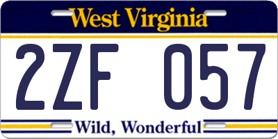 WV license plate 2ZF057