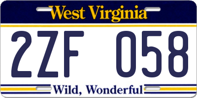 WV license plate 2ZF058