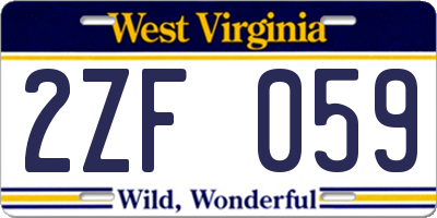 WV license plate 2ZF059