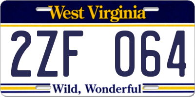WV license plate 2ZF064