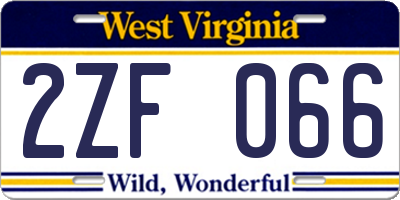 WV license plate 2ZF066