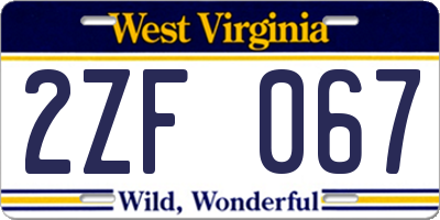 WV license plate 2ZF067