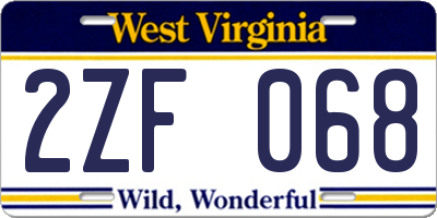 WV license plate 2ZF068
