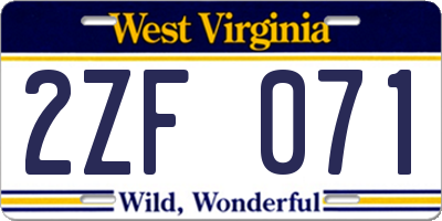 WV license plate 2ZF071
