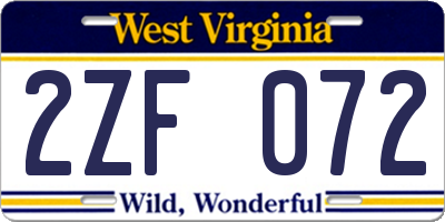 WV license plate 2ZF072