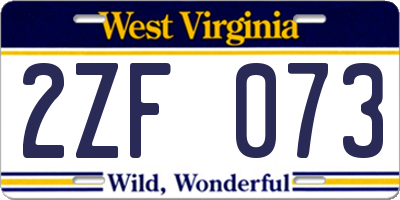 WV license plate 2ZF073