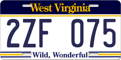 WV license plate 2ZF075