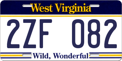 WV license plate 2ZF082