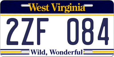 WV license plate 2ZF084