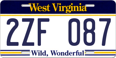 WV license plate 2ZF087